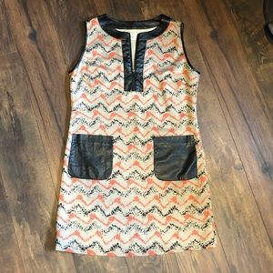 Faux Leather Detailed Dress L